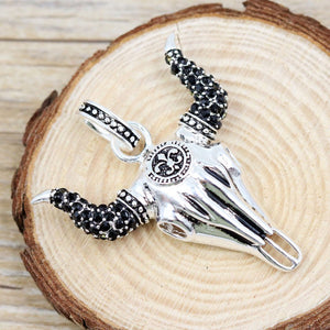 Blue Nature Stone Bull Skull Sterling SilverJewelry