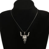 Vintage Retro Choker Viking Bull Skull Biker Necklace front