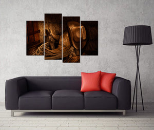 4 Pieces Retro Canvas Prints American West Rodeo Cowboy Wall Art