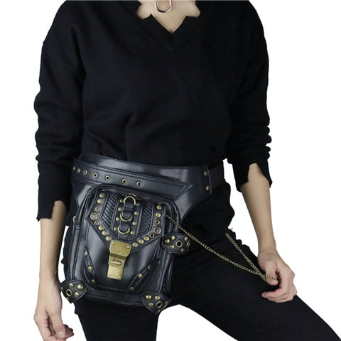 Vintage Black Thigh Holster Leg Bag