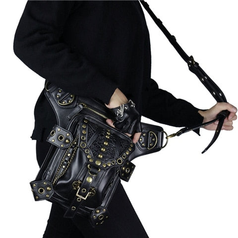 Vintage Black Thigh Holster Leg Bag