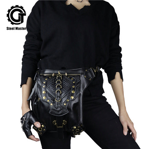 Vintage Black Thigh Holster Leg Bag