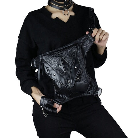 Vintage Black Thigh Holster Leg Bag