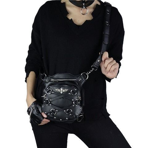 Vintage Black Thigh Holster Leg Bag