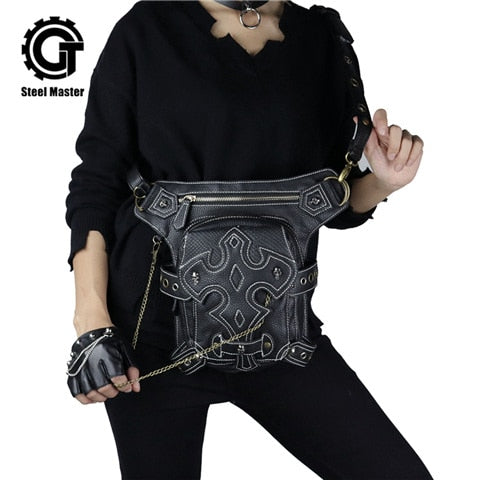 Vintage Black Thigh Holster Leg Bag