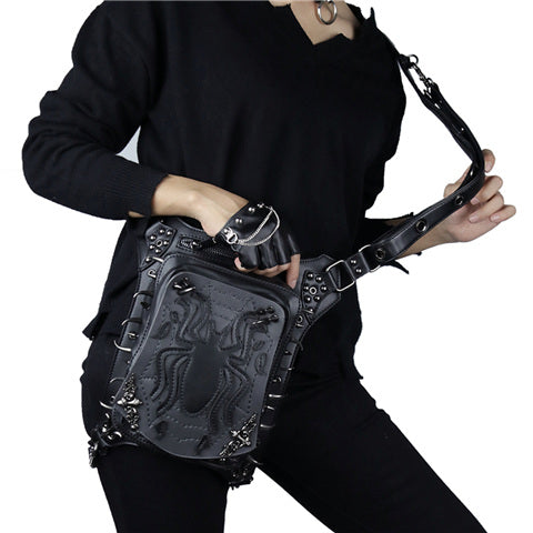 Vintage Black Thigh Holster Leg Bag