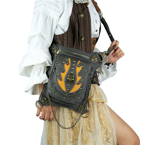 Vintage Black Thigh Holster Leg Bag