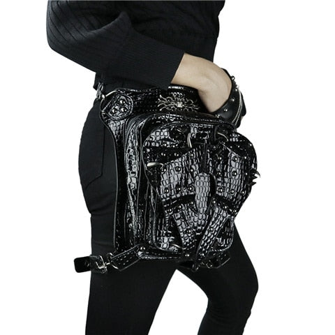 Vintage Black Thigh Holster Leg Bag