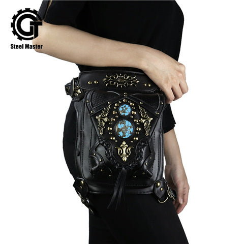 Vintage Black Thigh Holster Leg Bag