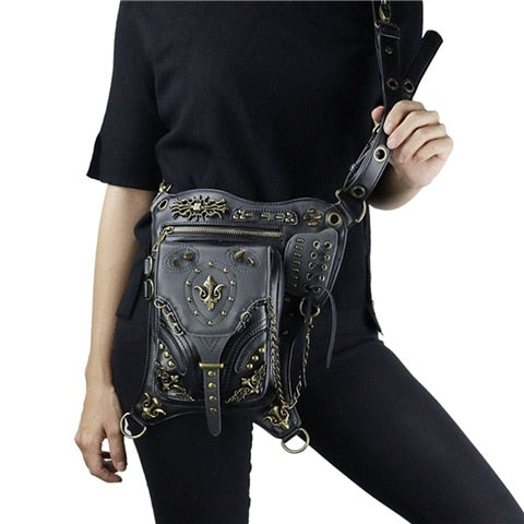 Vintage Black Thigh Holster Leg Bag