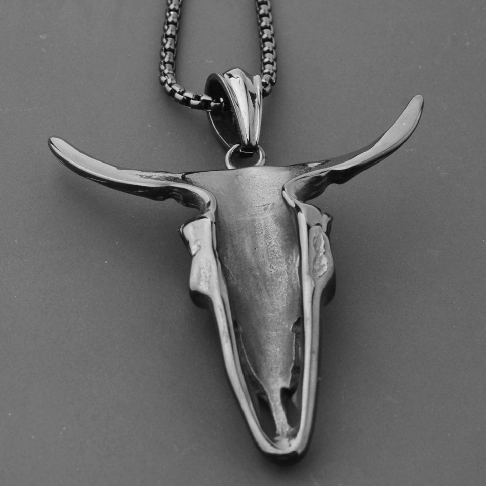 New Stainless Steel Black Vintage Bull Skull Head