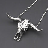 Modern Bull skull head necklace front