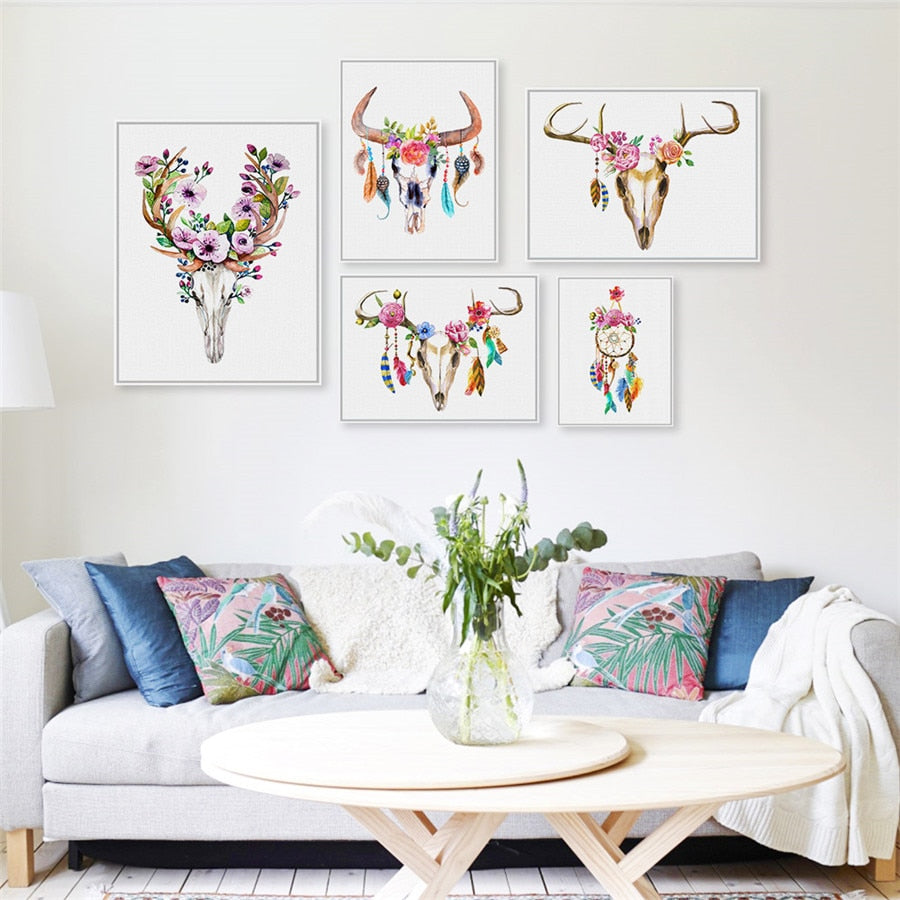 Bull skull head poster art front
