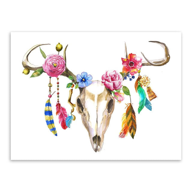 Bull skull head poster art front