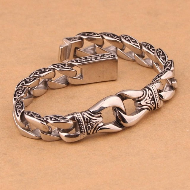 Stainless Titanium Steel Men's Casting Handcuff Chain Bracelet