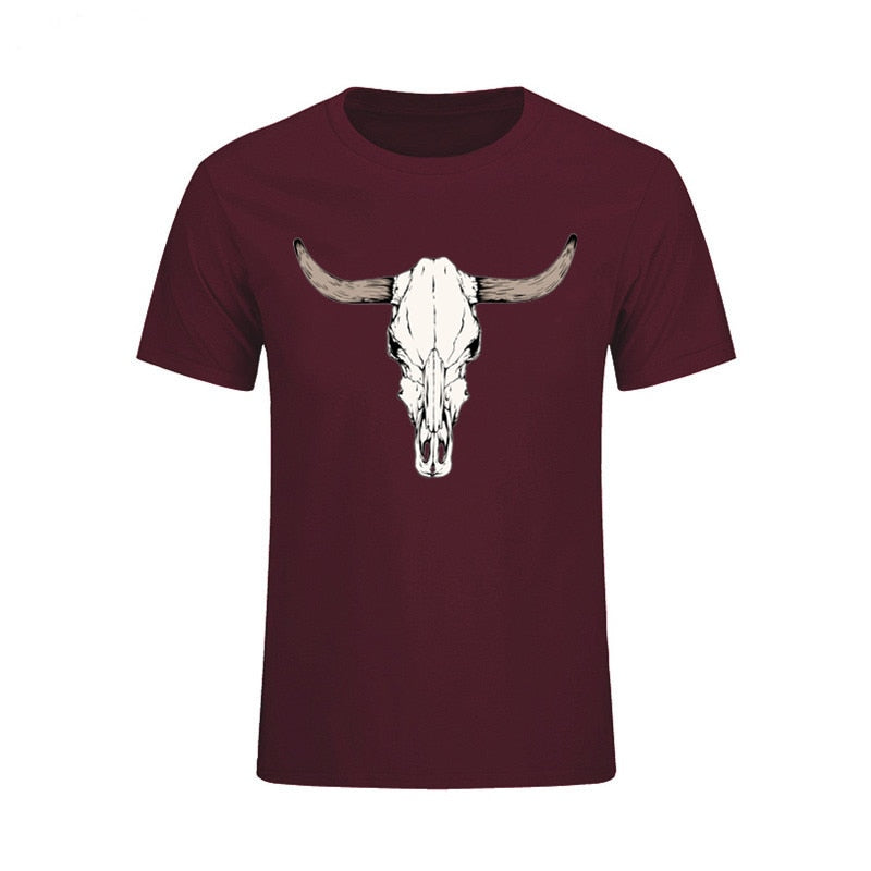 Custom Short Sleeved Bull Skull T Shirts