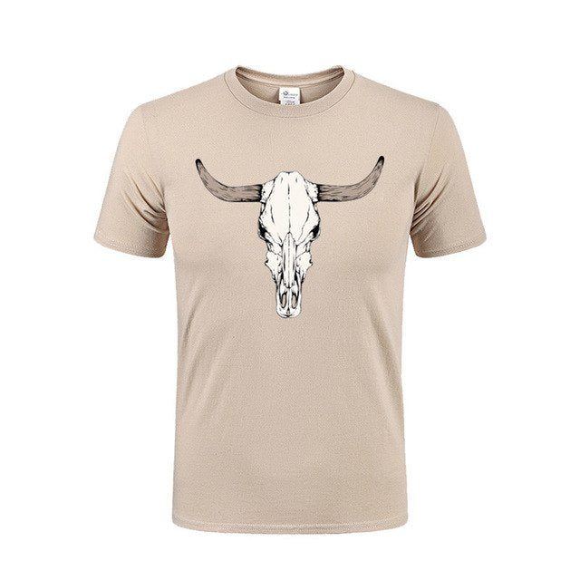 Custom Short Sleeved Bull Skull T Shirts