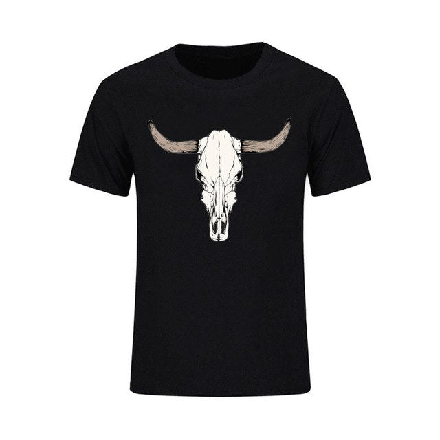 Custom Short Sleeved Bull Skull T Shirts