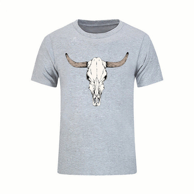 Custom Short Sleeved Bull Skull T Shirts