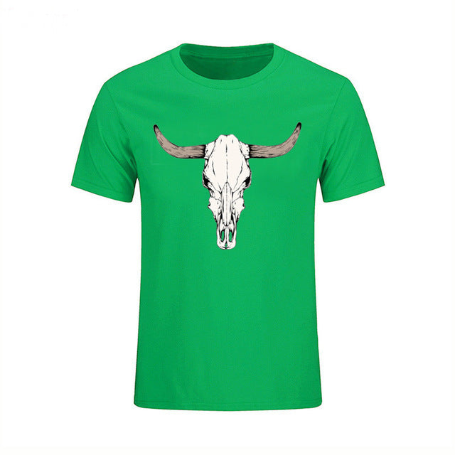 Custom Short Sleeved Bull Skull T Shirts