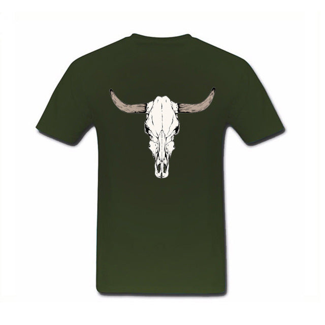 Custom Short Sleeved Bull Skull T Shirts