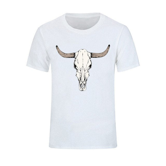 Custom Short Sleeved Bull Skull T Shirts