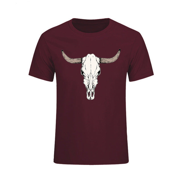 Custom Short Sleeved Bull Skull T Shirts