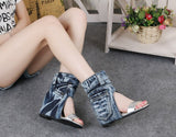 Cowboy shoes and goatskin ladies sandals boots wedges