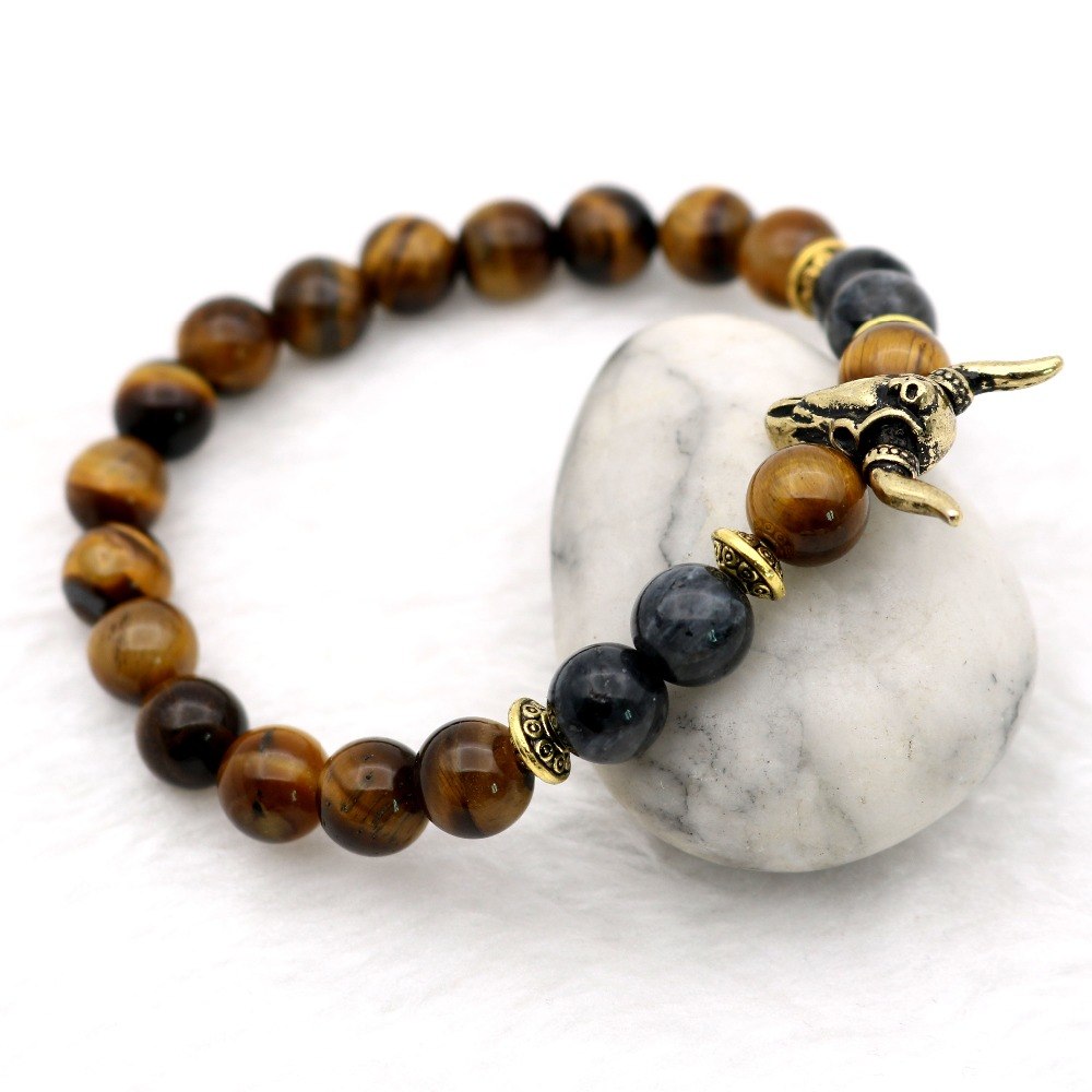 Retro Gold Tiger-eye Loose Moon Stones Beaded Bracelet