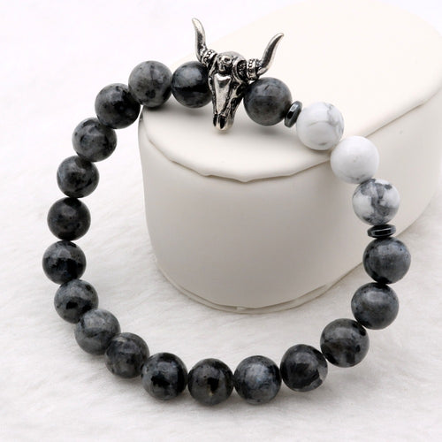Neo-Gothic Moon Stones Bull Skull Bracelet