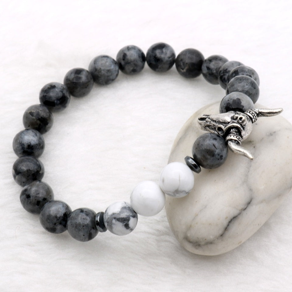 Neo-Gothic Moon Stones Bull Skull Bracelet