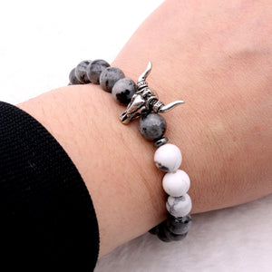 Neo-Gothic Moon Stones Bull Skull Bracelet