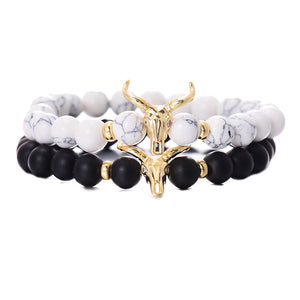 Classic White&Black 8MM Charm Men's Bracelet