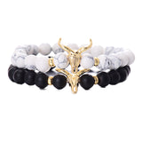 Classic White&Black 8MM Charm Men's Bracelet