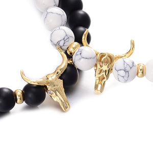 Classic White&Black 8MM Charm Men's Bracelet
