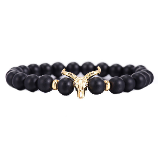 Classic White&Black 8MM Charm Men's Bracelet