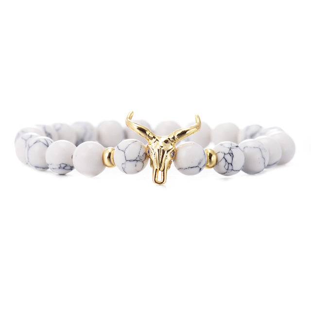 Classic White&Black 8MM Charm Men's Bracelet