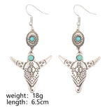 Bohemian Tribal Steer Skull Indian Native American Southwestern Earrings