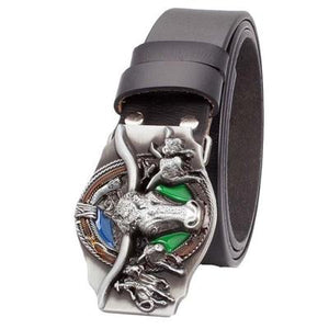 Genuine Leather Belt and Bull Skull Belt Buckle
