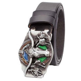 Genuine Leather Belt and Bull Skull Belt Buckle