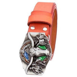 Genuine Leather Belt and Bull Skull Belt Buckle