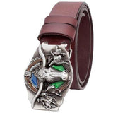 Genuine Leather Belt and Bull Skull Belt Buckle