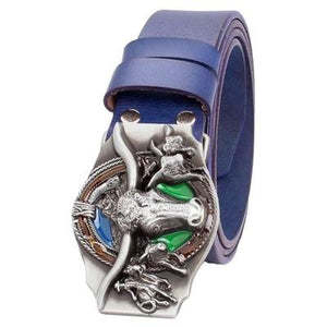 Genuine Leather Belt and Bull Skull Belt Buckle