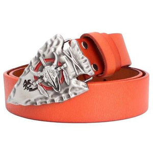Genuine Leather Belt and Bull Skull Belt Buckle
