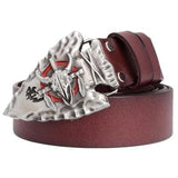 Genuine Leather Belt and Bull Skull Belt Buckle