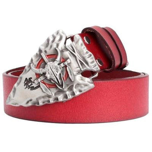 Genuine Leather Belt and Bull Skull Belt Buckle