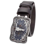Genuine Leather Belt and Bull Skull Belt Buckle