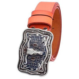Genuine Leather Belt and Bull Skull Belt Buckle