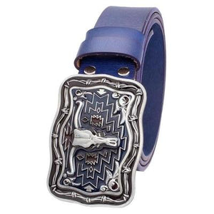 Genuine Leather Belt and Bull Skull Belt Buckle