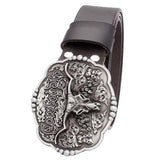 Genuine Leather Belt and Bull Skull Belt Buckle